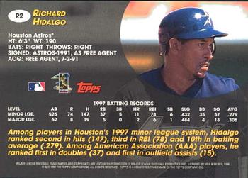1998 Topps - Rookie Class #R2 Richard Hidalgo Back