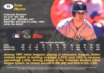 1998 Topps - Rookie Class #R3 Todd Helton Back