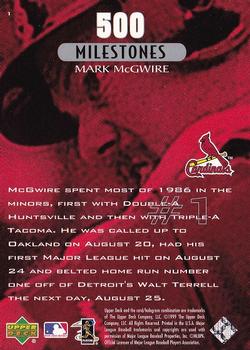 1999 Upper Deck Mark McGwire 500 Home Run #1 Mark McGwire Back