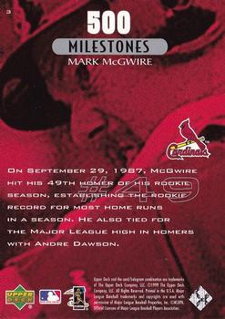 1999 Upper Deck Mark McGwire 500 Home Run #3 Mark McGwire Back