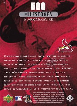 1999 Upper Deck Mark McGwire 500 Home Run #5 Mark McGwire Back