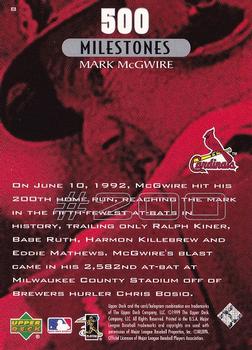 1999 Upper Deck Mark McGwire 500 Home Run #8 Mark McGwire Back