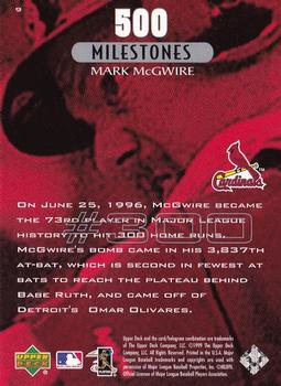 1999 Upper Deck Mark McGwire 500 Home Run #9 Mark McGwire Back