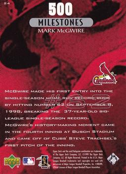 1999 Upper Deck Mark McGwire 500 Home Run #24 Mark McGwire Back
