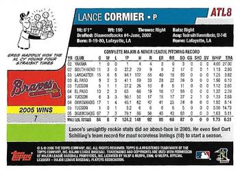 2006 Topps Atlanta Braves #ATL8 Lance Cormier Back