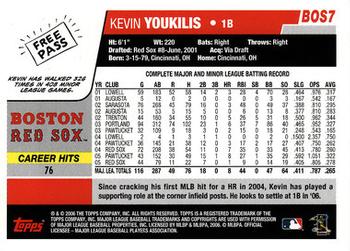 2006 Topps Boston Red Sox #BOS7 Kevin Youkilis Back