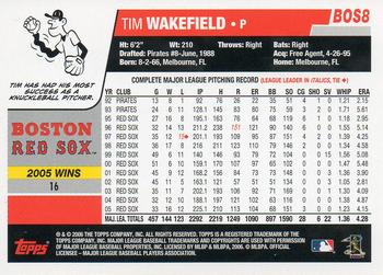 2006 Topps Boston Red Sox #BOS8 Tim Wakefield Back