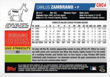 2006 Topps Chicago Cubs #CHC4 Carlos Zambrano Back
