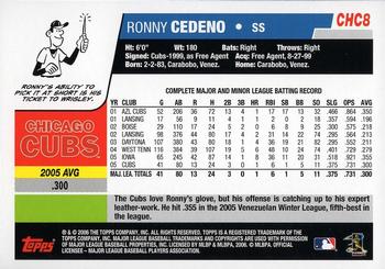 2006 Topps Chicago Cubs #CHC8 Ronny Cedeno Back