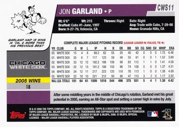 2006 Topps Chicago White Sox #CWS11 Jon Garland Back