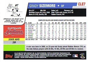 2006 Topps Cleveland Indians #CLE7 Grady Sizemore Back