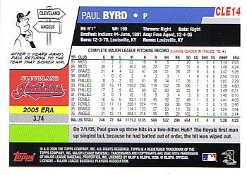 2006 Topps Cleveland Indians #CLE14 Paul Byrd Back
