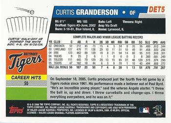 2006 Topps Detroit Tigers #DET5 Curtis Granderson Back