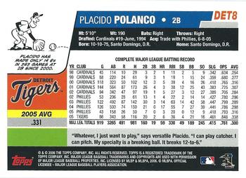 2006 Topps Detroit Tigers #DET8 Placido Polanco Back