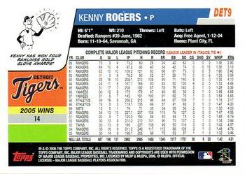 2006 Topps Detroit Tigers #DET9 Kenny Rogers Back