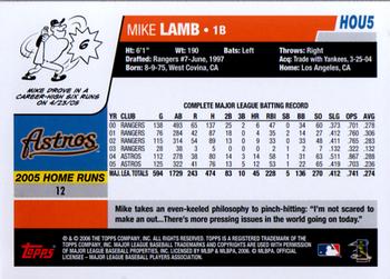 2006 Topps Houston Astros #HOU5 Mike Lamb Back