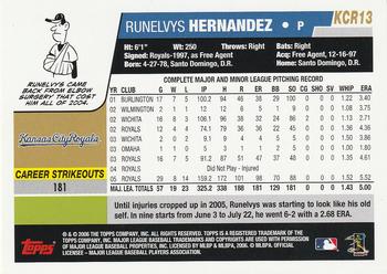 2006 Topps Kansas City Royals #KCR13 Runelvys Hernandez Back