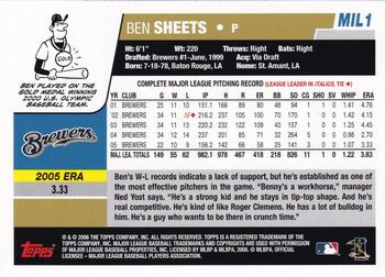 2006 Topps Milwaukee Brewers #MIL1 Ben Sheets Back