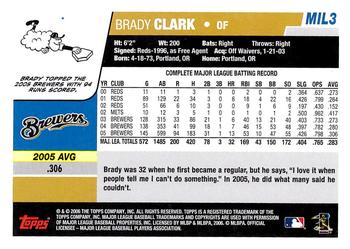 2006 Topps Milwaukee Brewers #MIL3 Brady Clark Back