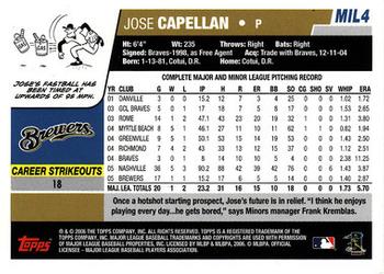 2006 Topps Milwaukee Brewers #MIL4 Jose Capellan Back