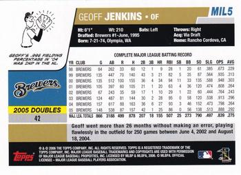 2006 Topps Milwaukee Brewers #MIL5 Geoff Jenkins Back