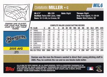 2006 Topps Milwaukee Brewers #MIL6 Damian Miller Back
