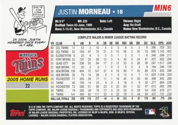 2006 Topps Minnesota Twins #MIN6 Justin Morneau Back