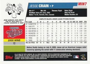 2006 Topps Minnesota Twins #MIN7 Jesse Crain Back