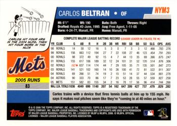 2006 Topps New York Mets #NYM3 Carlos Beltran Back