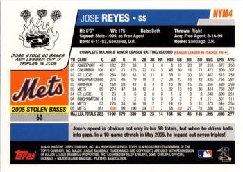 2006 Topps New York Mets #NYM4 Jose Reyes Back