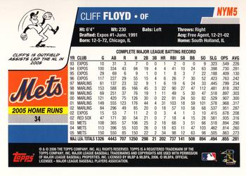 2006 Topps New York Mets #NYM5 Cliff Floyd Back