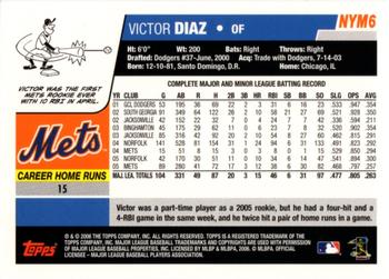 2006 Topps New York Mets #NYM6 Victor Diaz Back