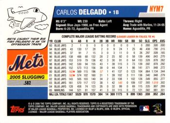 2006 Topps New York Mets #NYM7 Carlos Delgado Back