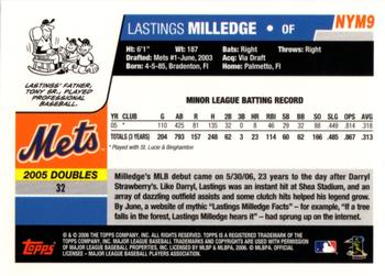 2006 Topps New York Mets #NYM9 Lastings Milledge Back