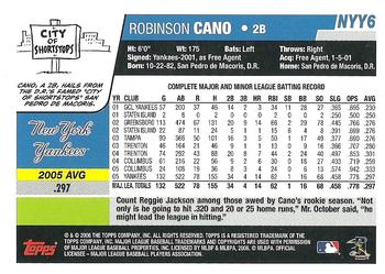 2006 Topps New York Yankees #NYY6 Robinson Cano Back