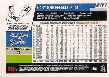 2006 Topps New York Yankees #NYY7 Gary Sheffield Back
