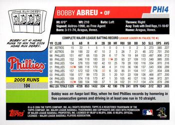 2006 Topps Philadelphia Phillies #PHI4 Bobby Abreu Back