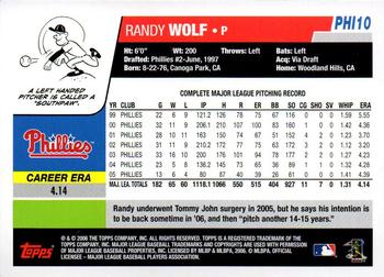 2006 Topps Philadelphia Phillies #PHI10 Randy Wolf Back