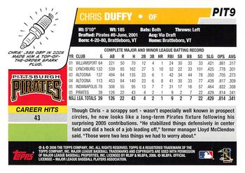 2006 Topps Pittsburgh Pirates #PIT9 Chris Duffy Back