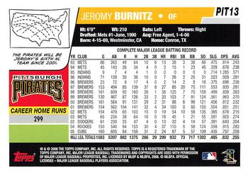 2006 Topps Pittsburgh Pirates #PIT13 Jeromy Burnitz Back