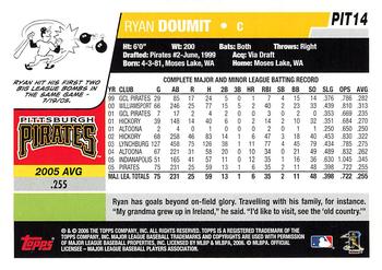 2006 Topps Pittsburgh Pirates #PIT14 Ryan Doumit Back