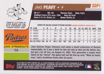 2006 Topps San Diego Padres #SDP1 Jake Peavy Back