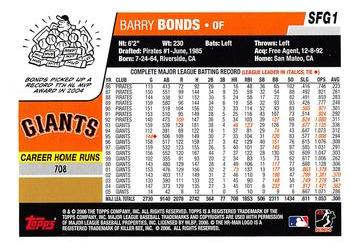 2006 Topps San Francisco Giants #SFG1 Barry Bonds Back