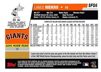 2006 Topps San Francisco Giants #SFG6 Lance Niekro Back