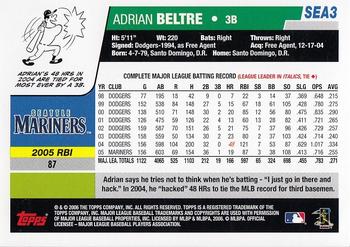 2006 Topps Seattle Mariners #SEA3 Adrian Beltre Back