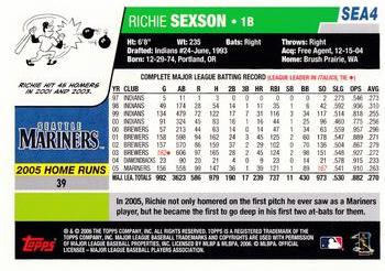 2006 Topps Seattle Mariners #SEA4 Richie Sexson Back