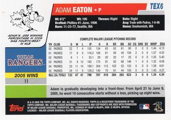 2006 Topps Texas Rangers #TEX6 Adam Eaton Back