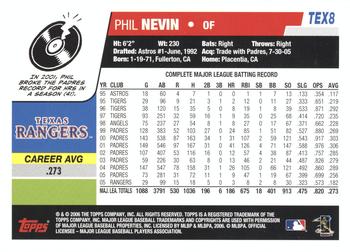 2006 Topps Texas Rangers #TEX8 Phil Nevin Back