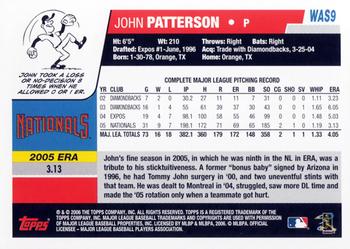 2006 Topps Washington Nationals #WAS9 John Patterson Back