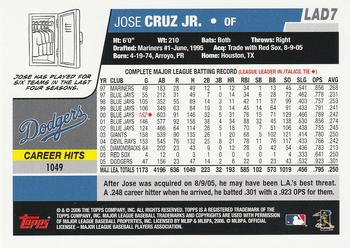 2006 Topps Los Angeles Dodgers #LAD7 Jose Cruz Jr. Back